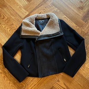 Vince Shearling Fur-lined Wool and Leather Moto Jacket